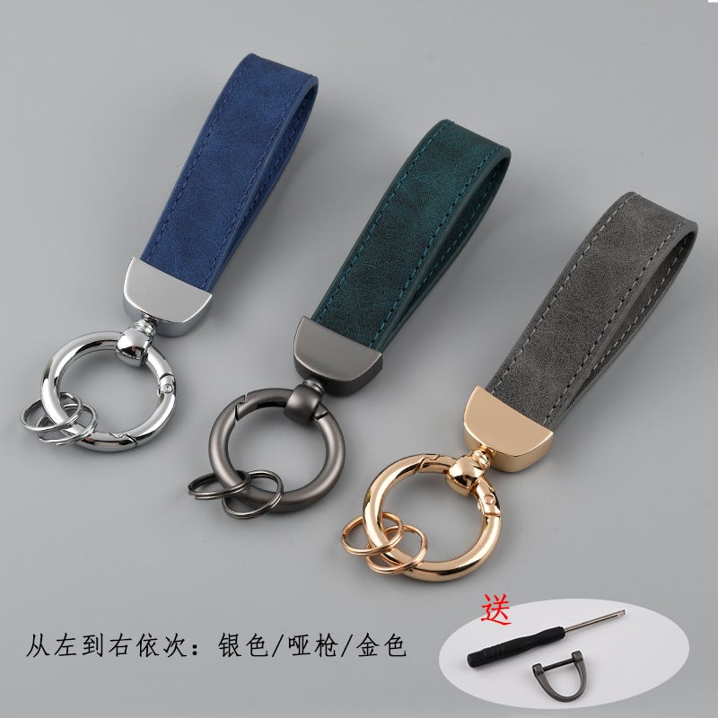 New Suede Car Key Chain Hardware Anti-Lost Key Ring Ring Can Be Embossed Logo Leather Key Chain - Image 3